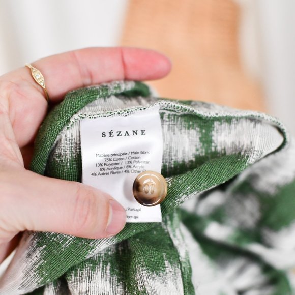 Sezane Green Tapestry Puff Sleeve Blouse - Picture 6 of 6
